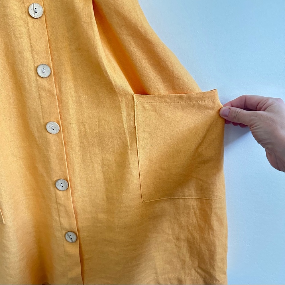 All In Favor (Nordstrom) Mustard Linen Blend Dress Size Medium - Picture 5 of 7